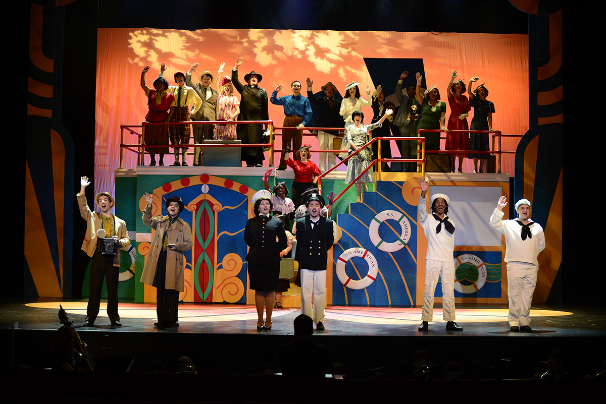 Anything Goes actors on the Shyrock stage.