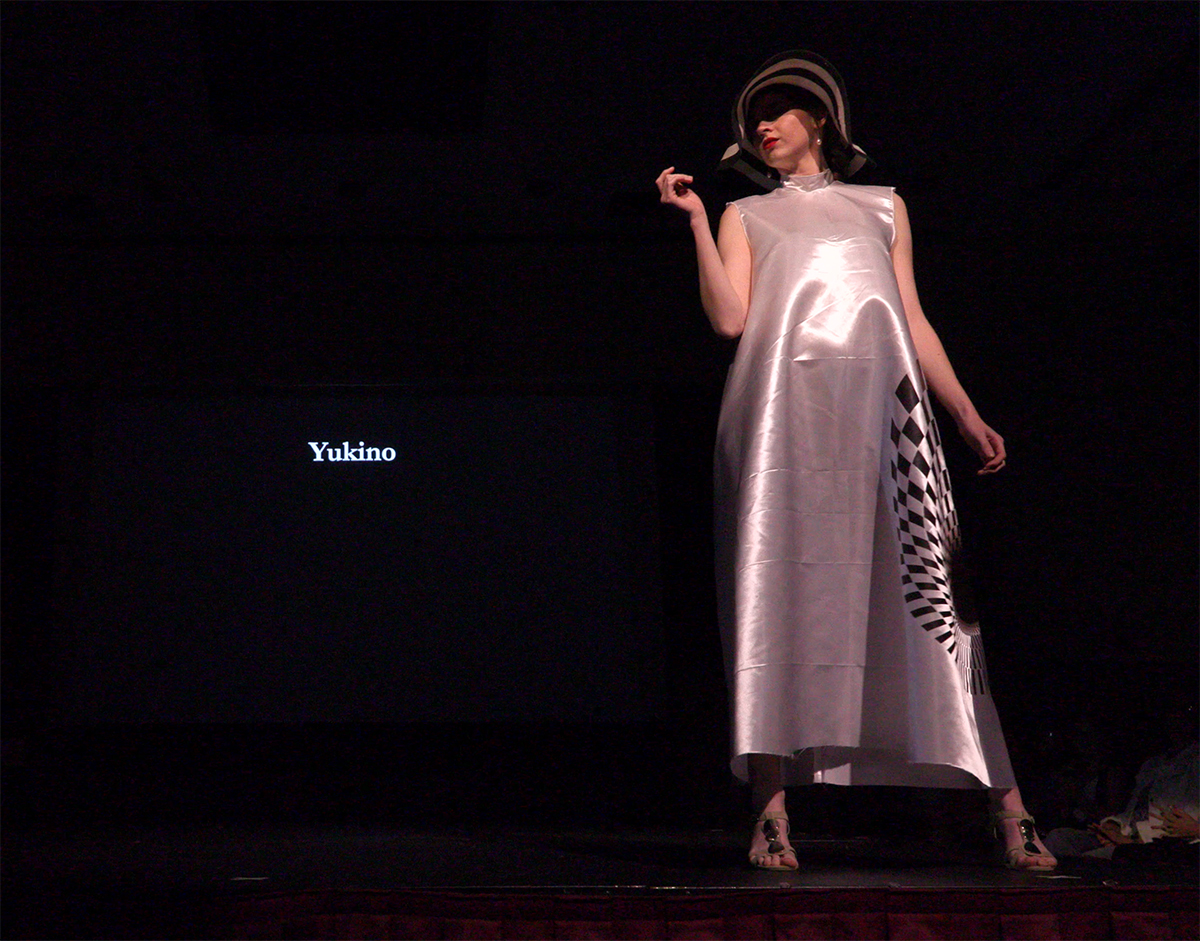 Student model wears a textile creation for the show.