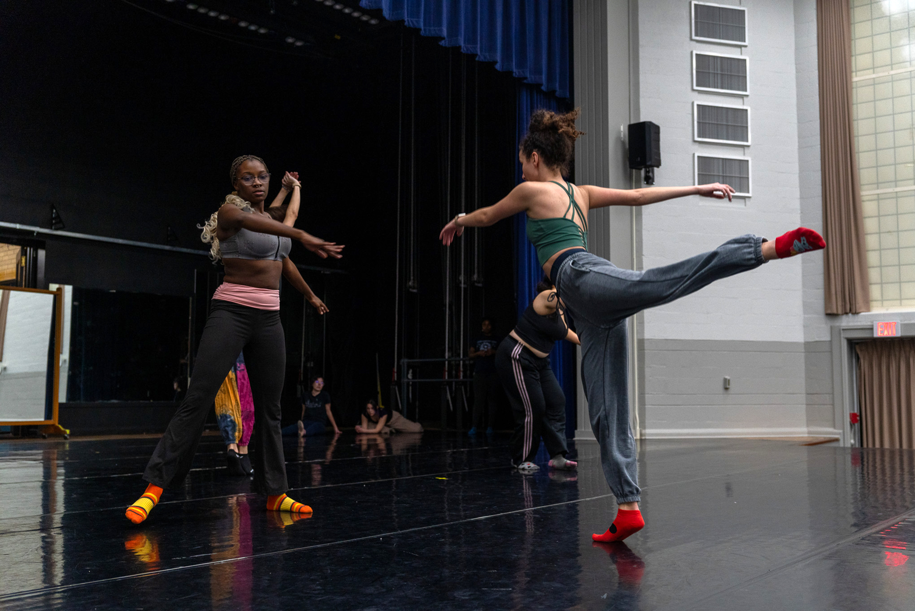 Phoenix dancers practicing moves.