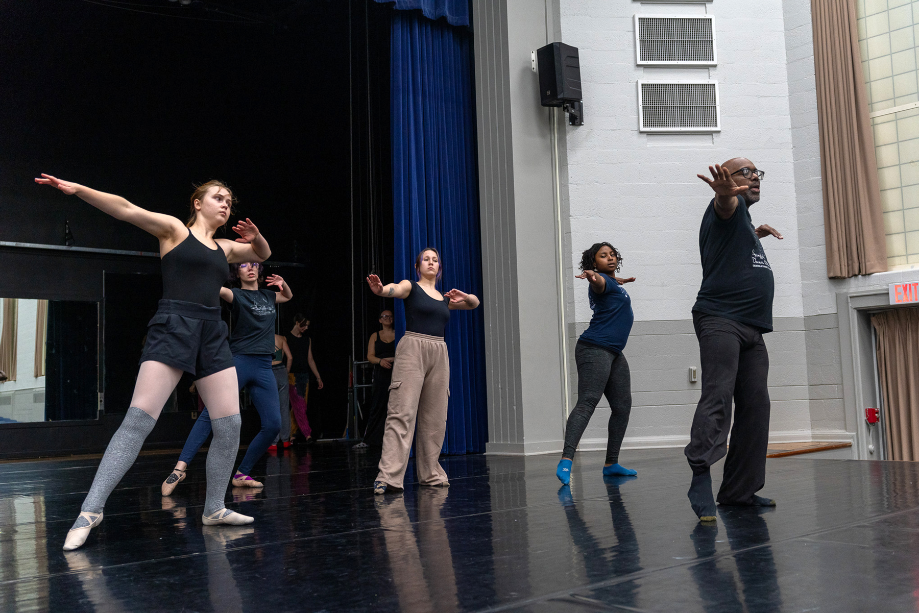 Students practice moves for Phoenix.