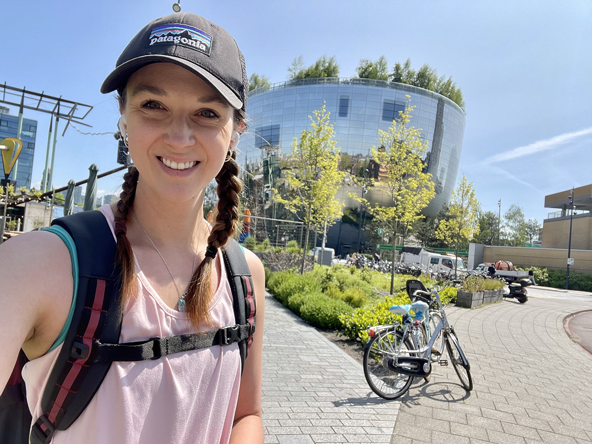 Coleman selfie on her biking trip.