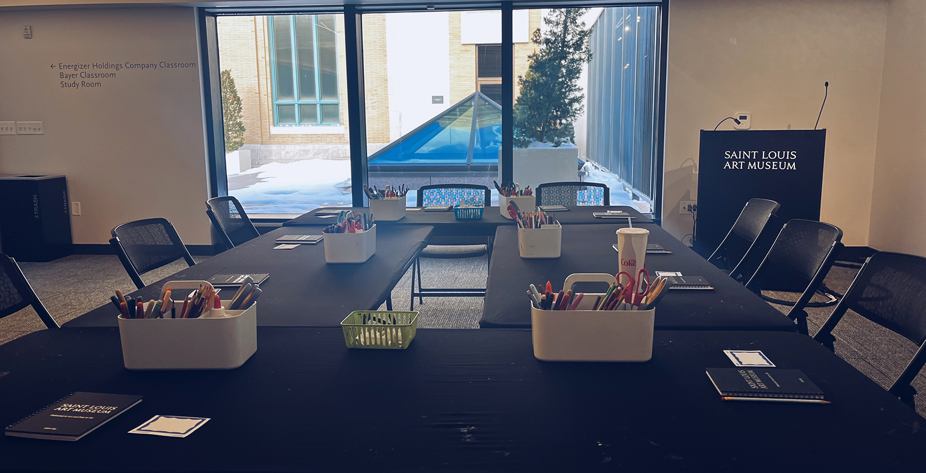 View of work table for participants.