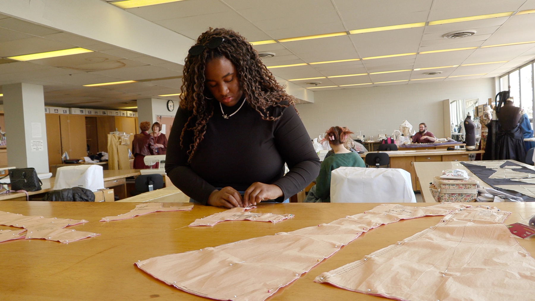 student seaming textiles